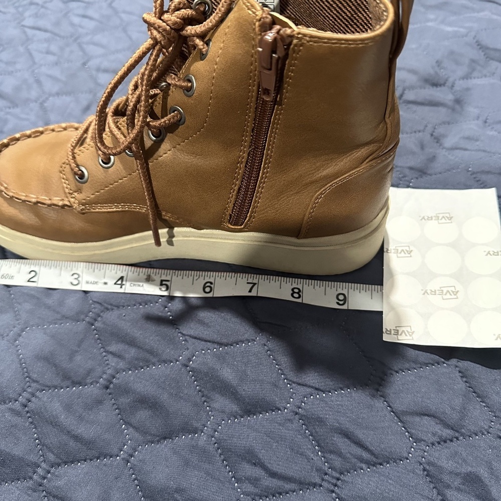 Brown Tan Boots Lace Up combat boots fall size 6 womens leather autumn - Picture 8 of 14